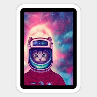 Space Cat Astronaut in Deep Space Sticker